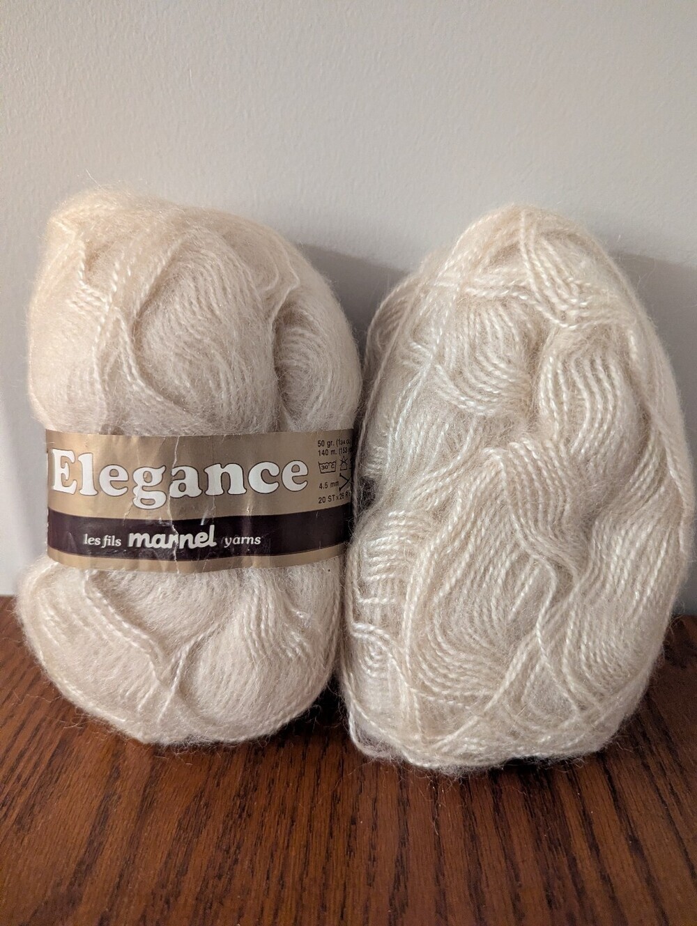 Vintage Marnel Elegance yarn 2 Skiens Mohair Wool Blend Made In Italy Ivory Yarn